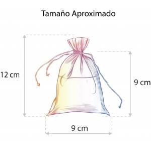 Imagen Tamaño 09x12 cms. Bolsa de organza BLANCA 9x12 CAPACIDAD 9x9 cms. 