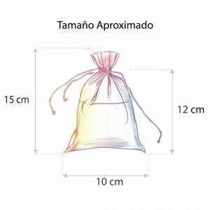 Imagen Tamaño 10x15 cms. Bolsa de organza BLANCA 10x15 CAPACIDAD 10x12 cms. 